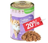 24 x 400 g de nourriture humide pour chat Lecker.Pet® Balu's Saftige Fleischmahlzeit mit Huhn (repas de viande juteuse au poulet)