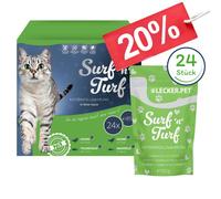 24 x 85 g de friandises pour chats en sauce Lecker.Pet® Surf'n'Turf Pouches - 4 sortes de multipacks