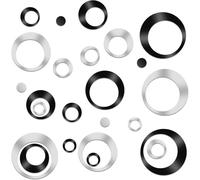 24 X Acrylic Round Mirror Wall Sticker Removable Mirror Adhesive For Wall Decoration Living Room Bedroom Home Decor (Black + Silver)