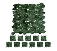 Relaxdays 24 x Brise-Vue Lierre, Chaque Panneau 50 x 50 cm, haie Artificielle Jardin et Balcon, clôture en Feuilles, Vert foncé