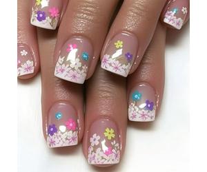 24 X Couvertures Complètes Brillantes Sur Les Ongles Fleurs Colorées Pressées Sur De Beaux Médiums Artificiels Carrés Faux