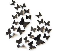 24 X Diy Mirror Butterfly, Removable 3d Butterfly Wall Stickers, Wall Stickers For Children's Room, Bedroom, Living Room ¿ Black