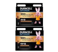 24 x Duracell (AAA et AA) Optimum (1 blister de 12 piles AAA et 1 ampoule de 12 piles AA) 24 piles (MX2400/MINI STYLO/MICRO et MX1500/STYLO/MIGNON)