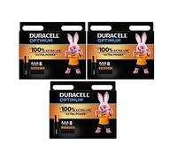 24 x Duracell AAA Optimum (3 ampoules de 8 batteries) 24 piles (MX2400/MINI STYLO/MICRO)