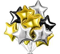 24 X Gold Silver Black Star Balloons, Star Shaped Balloons, Foil Balloons, Helium Star Balloon For Birthday, Wedding, Valentine'S Day, Christmas Party Decoration
