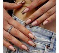 24 X Long Cercin Press On Nails Léopards Imprimez Faux Automne Couvertures Complètes Stick Artificiel Pour Automne Complet De Couverture Complète Stick Leopard Press Long Cercin False