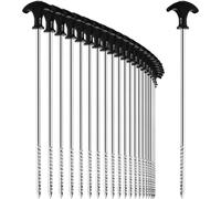 24 X Steel Tent Pegs ¿ Long And Sturdy Ground Pegs With Thread For Camping And Outdoors ¿ Ideal For Normal And Hard Floors With T-Handle