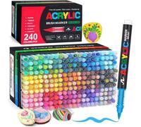 240 Couleurs Feutre Acrylique, Marqueur Peinture Acrylique à Pinceau à Base D'eau, Acrylic Paint Marker pour Roche, Toile, Bois