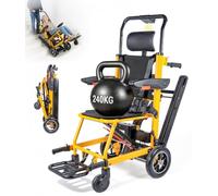 240 kg - Fauteuil roulant électrique pliable avec sangle à quatre points - Chaise roulante électrique avec chaîne en caoutchouc - Élévateur d'escalier avec LED pour personnes âgées