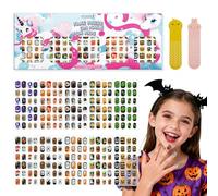 240 Ongles Autocollants Enfants Halloween - Jolis Petits Ongle Artificiels Filles, Pointes Acrylique Précolées Couverture Complète, Kit Décoration Ongles Cadeau Filles (Halloween)