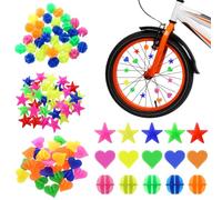240 Pcs Perles Rayons Velo de Colorées, Accessoires et Décorations de Rayons de Vélo Colorées, Perles Décoration Vélo, Reflecteur Rayon Velo, Deco Velos pour Filles et Garçons(Rondes/étoiles/Cœurs)