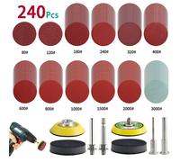 240 pièces 2 pouces 50mm disques de ponçage tampons ensemble 80-3000 grain abrasif tampon de polissage Kit pour Dremel outil rotatif papiers de verre accessoires A 240Pcs