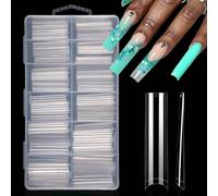 240 pièces Autocollants d'ongles transparents en forme de C, convenant aux ongles en acrylique, de qualité professionnelle, 3XL extra longs, amovibles, 12 tailles, ongles droits à demi-couverture, ong