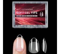240 pièces Autocollants pour ongles en gel souples, autocollants pour ongles à pression semi-mats à couverture intégrale, forme amande, carrée, cercueil, french manucure, mince devant épais derrière, 