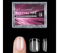 240 pièces Autocollants pour ongles en gel souples, autocollants pour ongles à pression semi-mats à couverture intégrale, forme amande, carrée, cercueil, french manucure, ongles faux avec partie avant