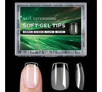 240 pièces de faux ongles en gel souple, couverture complète semi-mate, taille S, style cercueil français, devant fin et dos épais pour une meilleure tenue et durabilité, extensions d'ongles en gel pe