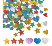 240 Pièces Mousse Autocollante Pailletée,Autocollants Artisanat, Autocollantes Enfants Coeur et Étoiles Stickers Paillettes pour Artisanat DIY Décoratio, Loisirs créatifs pour enfants