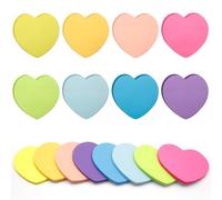 240 Pièces Note Autocollant,Super Sticky Notes,8 Couleurs Feuilles Forme De Coeur Auto-Adhésif Couleur Notes Adhésives,Listes De Choses À Faire Et Rappels Repositionnable pour L'École,La