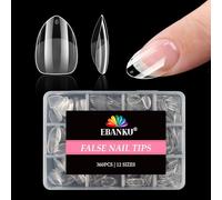 240 Pièces Ongles Faux Tips D'Ongles Amandes Moyens Courts EBANKU Pré-Formés Transparents Ongles À Poser Acryliques Extensions D'Ongles Pour Femmes Filles Manucure DIY 12 Tailles