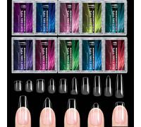 240 pièces Pointes d'ongles faux de luxe, capsules semi-mates en gel doux pour les doigts en forme d'amande, française, cercueil, stiletto, ovale et carrée avec bord avant plus épais et bord arrière p