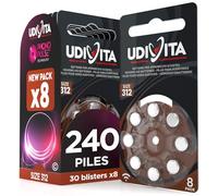240 Piles Auditives Taille 312 Udivita PR41 Marron, Technologie Phono Pulse