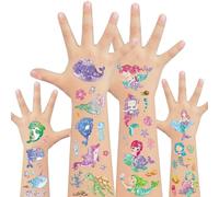 240+ styles sirène mer animaux paillettes tatouages pour enfants, tatouages temporaires pour fille sirène, océan thème décorations jeux de fête (20 feuilles)