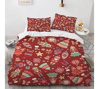 240 X 260 Cm Parure De Lit 2 Personnes Pas De Repassage Pere Noel Père Noël Housse De Couette 240 X 260 Polyester Coton avec 2 Taies d'oreiller 65X65Cm