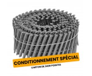 2400 Pointes rouleau plat 16° 2,5x60 Annelées Inox A2 Tête Bombée