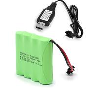 2400Mah 4,8V Rechargeable Ni-Mh Aa Batterie Pour Rc Voiture Jouet Électrique Truck Camion Construction Benne Télécommandée Radiocommande Piles Accu Avec Usb Câble Chargeur (Fiche Sm-2P)