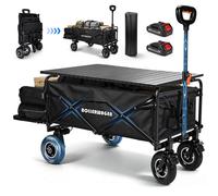 240L Chariot Électrique Pliable 100W Charge 120kg avec Plateau Pneus Gonflables Cadre Acie Compat Batt Makita 14 4V Camping Jardin