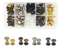 240pcs (80sets) vis Chicago, m5 x 6/8mm fixations vis en cuir rivets Kit, rivets métalliques à tête plate, kit de réparation de remplacement, Craft neck portefeuille(4 couleurs)