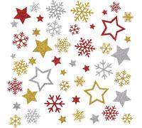 240pcs Autocollants Noël Stickers Pailletés Gommettes Noël Étoiles Flocons De Neige Décoration Pour Carte Cadeaux De Noël Artisanat Scrapbooking Bricolage