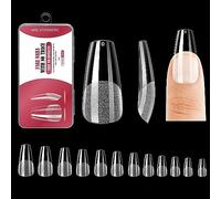 240Pcs Faux Ongles Capsules,Pose Ongles Capsule,Faux Ongles Transparent,12 Tailles Couverture Complète,Professionnel Couverture Complète,Nail Art(Cercueil Medium)