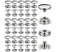 240PCS Pression Bouton Fixation, BetterJonny Kit de Fermeture à Pression 15 mm Boutons-Pression en Acier Inoxydable Set Bouton Pression Cuir pour Bateau Toile Sac Cuir Artisanat(Argent)