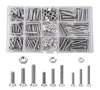 240PCS Vis à Tête Fraisée Boulon et Écrous Boulons à Tête Plate,Vis à Tête Plate Cruciforme M4M5 M6 Kit de Boulons et D'écrous en Acier Inoxydable 20/25/30mm