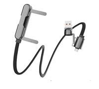 240W 2-in-1 Charger Cable with 360° Rotating Phone Stand,Fast Charging Foldable Bracket USB&Type-C Adapter for Car Home