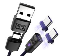 240W Câble de chargeur magnétique, 5A/48V,Charge Magnétique USB Type C, Câble Aimanté en violet Nylon pour Samsung Galaxy Z Fold 7/6/Z Filp7/6,iPhone17/16/15,Xiaomi 14 Pro (1,8M A-C+2*C)