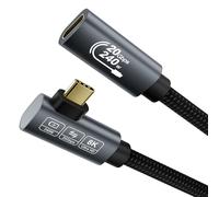 240W Câble Rallonge Usb C 0,5M (Usb C 3.2 Gen 2×2 20Gbps, Angle 90 Degrés) Vidéo 8K@30Hz, 4K@144 Hz/60Hz Câble Rallonge Usbc Pour Thunderbolt 4, Psvr2, Ipad, Macbook, Hub, Station D'Accueil