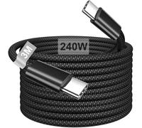 240W Cable USB C 3M, Câble USB C Chargeur Rapide Nylon PD 5A Cable UsB C vers UsB C cable Type C Fil usb c cable USBC pour iPhone 17 16 15 Pro Max, MacBook Pro,iPad Air,Samsung Galaxy,Pixel,Switch,PS5