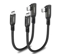 240W Cable USB C vers USB C 20CM, 2PCS 5A PD QC 4.0 Cable USB Type C Court Charge Rapide Type C Coudé en Nylon Tressé Compatible avec iPhone 16 15, pour Galaxy S24 S23, pour Huawei