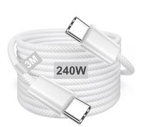 240W Cable USB C vers USB C 3 Mètre, Cable UsB C Charge Rapide Nylon Tressé
