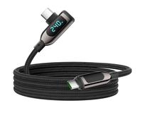 240W Câble Usb C Vers Usb C À Angle Droit [2M],Câble De Charge Rapide De Type C Tressé En Nylon Avec Affichage Led Pour Lphone 16/15 Pro Max, Galaxy S25/S24 Ultra, Macbook, Laptop[ZHUJ1814]