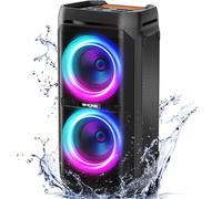 240W Peak(100W)Bluetooth Puissante Party, W-KING Haut Parleur San Fil Basses Percutantes/Massif 115dB, Enceinte Portable Lumineuse Étanche IPX6 avec Chargeur, Speaker Karaoké avec Entrée Micro,USB,TF