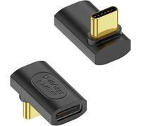 240W USB4.0 C 90 Degré Angle Adaptateur 40Gbps Type C 4.0 Mâle à Femelle Droit Angle Connecteur PD240W/50V Charge, pour 8K Audio/Vidéo Tablette Laptop Steam Deck, 2Pcs (Courbure Positive)