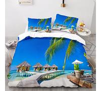 240X260 Cm Parure De Lit 240X260 Complet avec 2 Taies d'oreiller 65X65Cm Microfibre Housses De Couettes Ocean Mer Parures De Lit Lavable en Machine