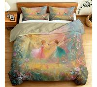 240x260cm Parure de lit 3 pièces Dessin Animé Rêveur Mignon Housse de Couette, pour Enfants Adolescents et Adultes, Couleur Ballet Fées Papillons Fleurs Imprimée Literie Set