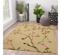 240x300cm Tapis pour Salon Rugs lavables en Fleur Rose Oiseau Rugs Cuisine pour Salle à Manger Chambre Chinois Oriental Floral Tapis de Sol d’intérieur Fins
