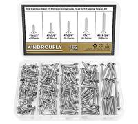 242 Pieces #2 x 1/4" 3/8" 1/2" 5/8" 3/4" Phillips Countersunk Head Self-Tapping Screws, Wood Screws Assortment Kit, 304 Stainless Steel