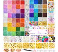 24295pcs 59 Colors Beads For Bracelets,3mm Colorful Glass Beads Stranded Beads With 695pcs Accessories For Bracelet Making,Jewellery And Crafts