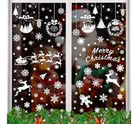 245 Pièces Autocollant Noel Fenetre Reutilisable, DIY Stickers Noel Fenetre, PVC Double Face Stickers Vitre Noel, Renne Flocons de Neige Deco Fenetre Noel